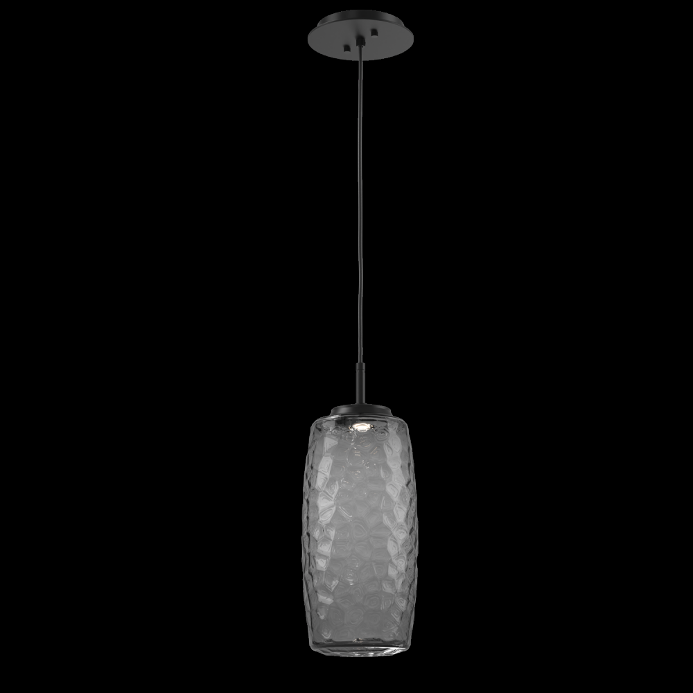 Vessel Pendant (Large)-Matte Black-Smoke Blown Glass-Cloth Braided Cord-LED 2700K