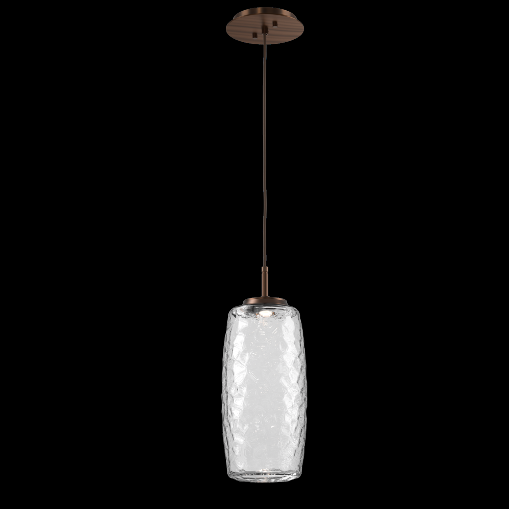 Vessel Pendant (Large)-Oil Rubbed Bronze-Clear Blown Glass-Cloth Braided Cord-LED 2700K