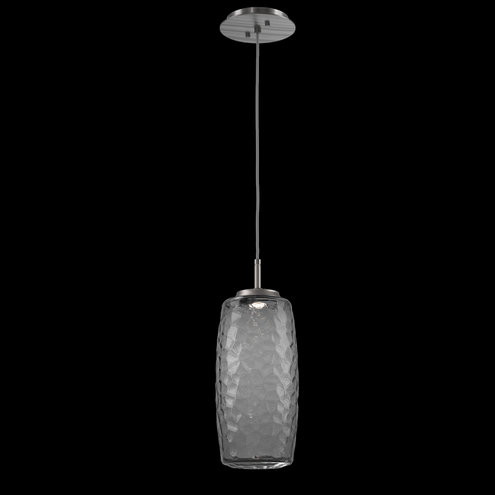 Vessel Pendant (Large)-Satin Nickel-Smoke Blown Glass-Cloth Braided Cord-LED 3000K