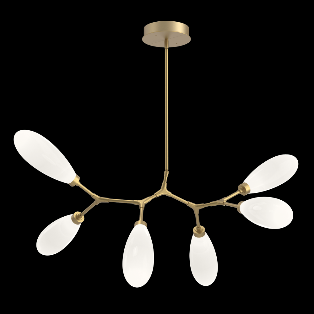 Fiori Modern Branch 6 Pc.-Gilded Brass-White Glass Lens