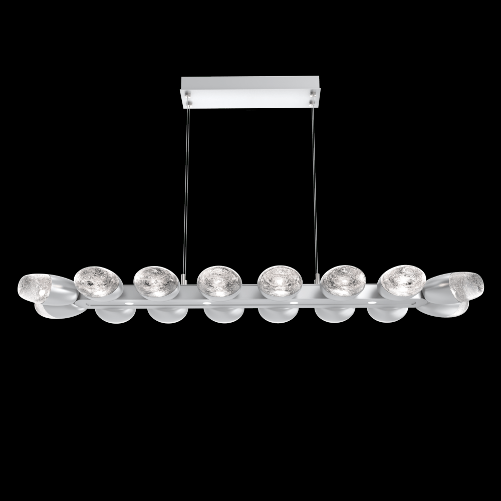 Pebble Linear Suspension 48&#34; Small Glass-Classic Silver-Pebble Clear