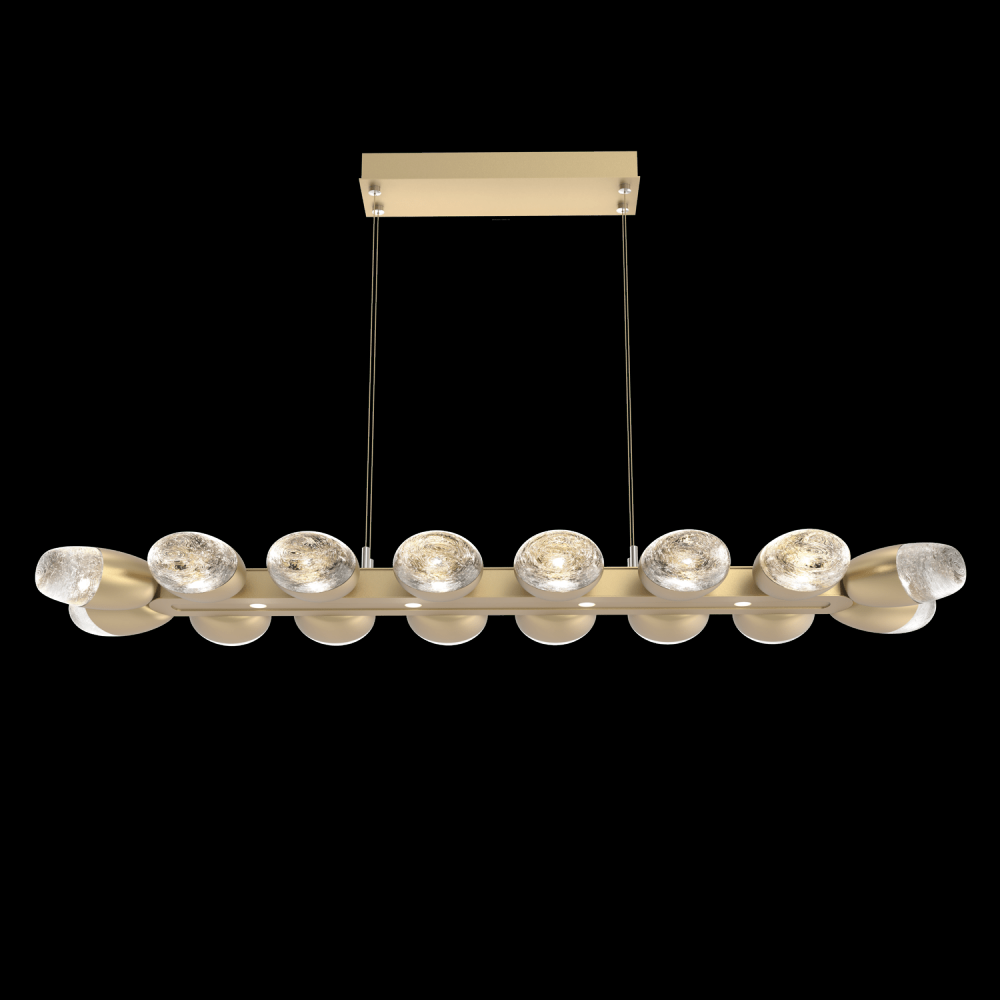 Pebble Linear Suspension 48&#34; Small Glass-Gilded Brass-Pebble Clear