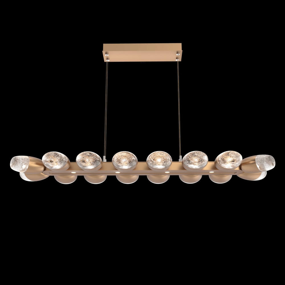 Pebble Linear Suspension 48&#34; Small Glass-Novel Brass-Pebble Clear