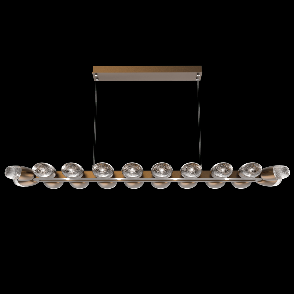 Pebble Linear Suspension 60&#34; Small Glass-Flat Bronze-Pebble Clear