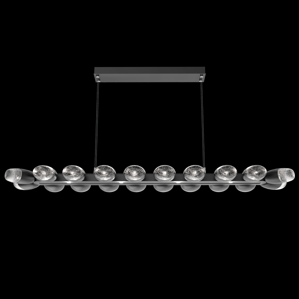 Pebble Linear Suspension 60&#34; Small Glass-Matte Black-Pebble Clear