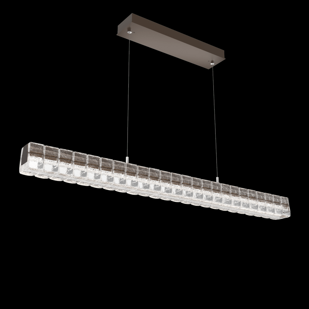 Asscher Linear Suspension 48&#34;-Flat Bronze-Asscher Clear