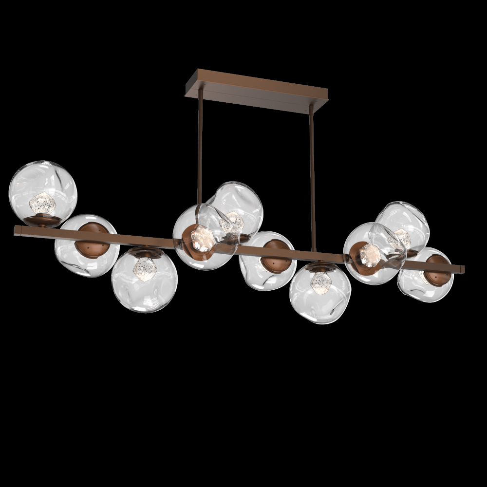 Luna 10pc Twisted Branch-Burnished Bronze-Zircon Inner - Clear Outer-Threaded Rod Suspension-LED