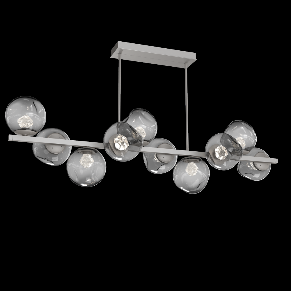 Luna 10pc Twisted Branch-Beige Silver-Zircon Inner - Smoke Outer-Threaded Rod Suspension-LED 2700K