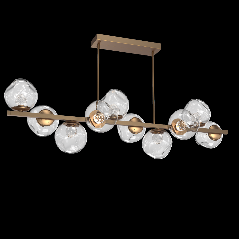 Luna 10pc Twisted Branch-Novel Brass-Floret Inner - Clear Outer-Threaded Rod Suspension-LED 2700K