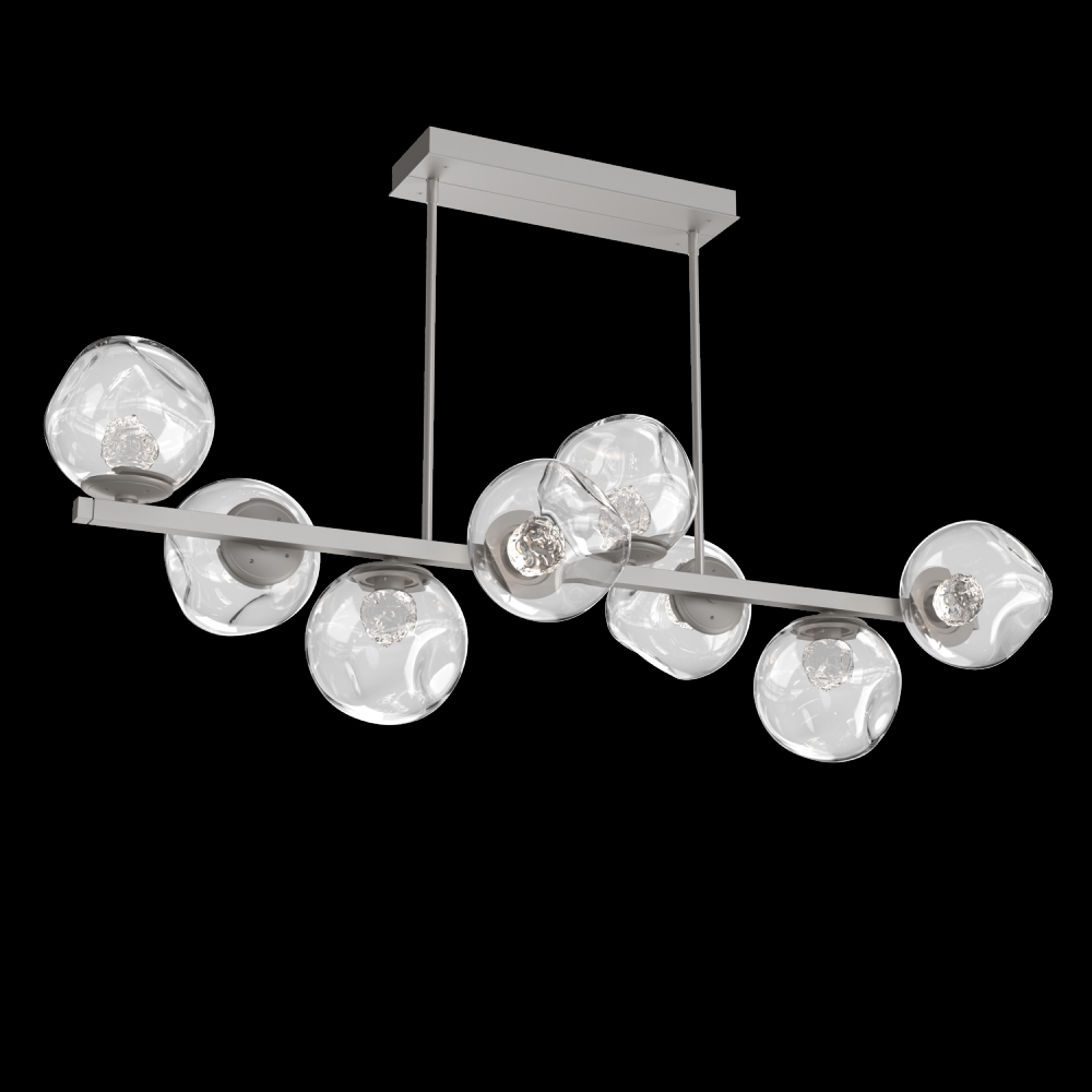 Luna 8pc Twisted Branch-Beige Silver-Floret Inner - Clear Outer-Threaded Rod Suspension-LED 3000K