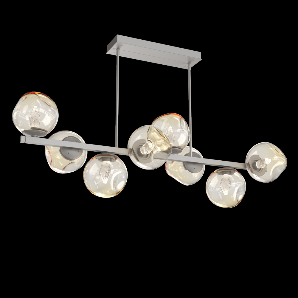 Luna 8pc Twisted Branch-Beige Silver-Geo Inner - Amber Outer-Threaded Rod Suspension-LED 2700K