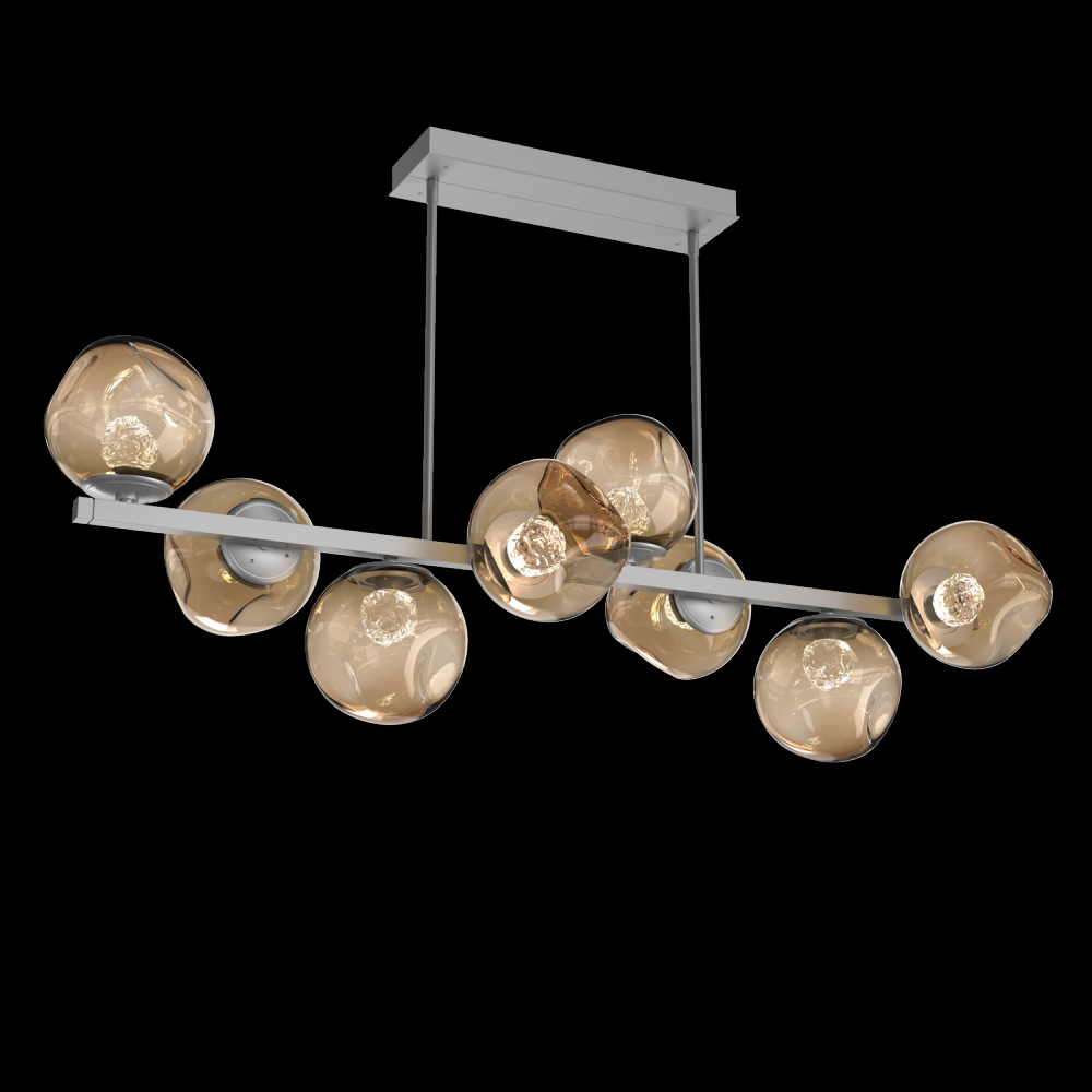 Luna 8pc Twisted Branch-Classic Silver-Floret Inner - Bronze Outer-Threaded Rod Suspension-LED 3000K
