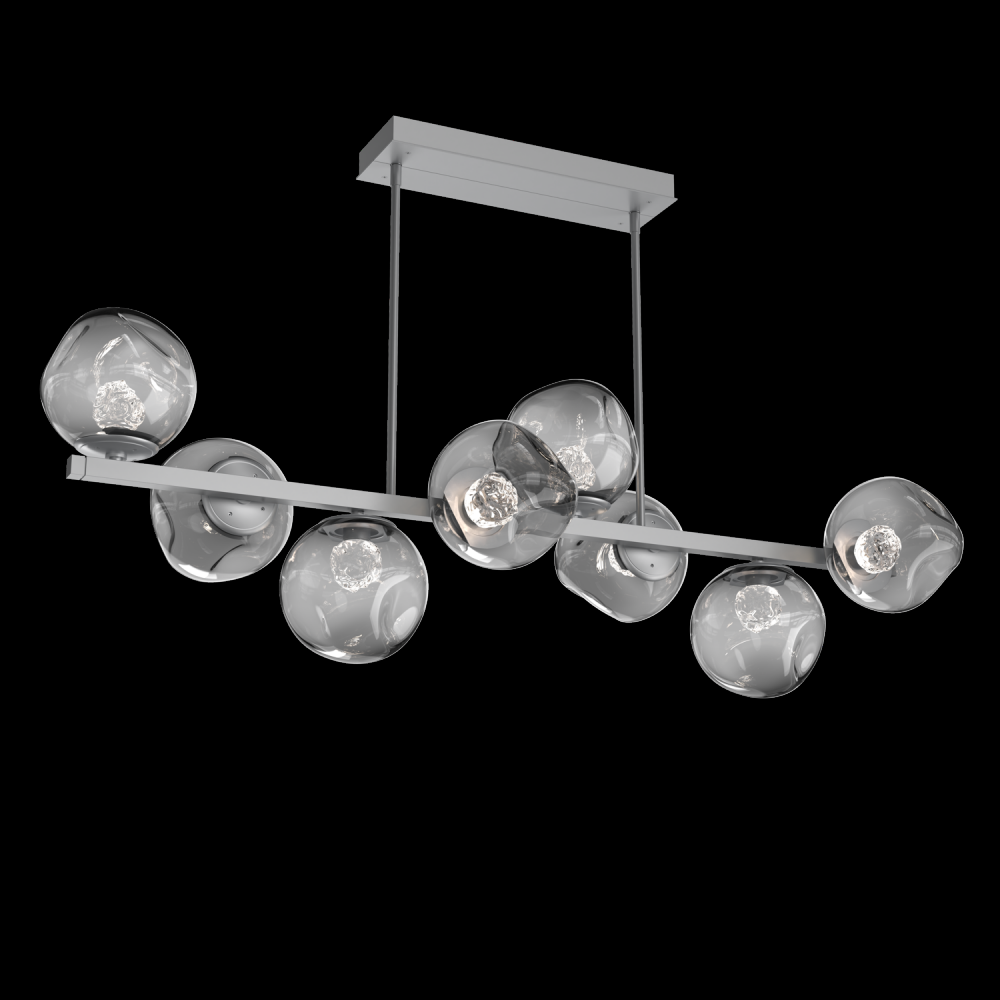 Luna 8pc Twisted Branch-Classic Silver-Floret Inner - Smoke Outer-Threaded Rod Suspension-LED 3000K