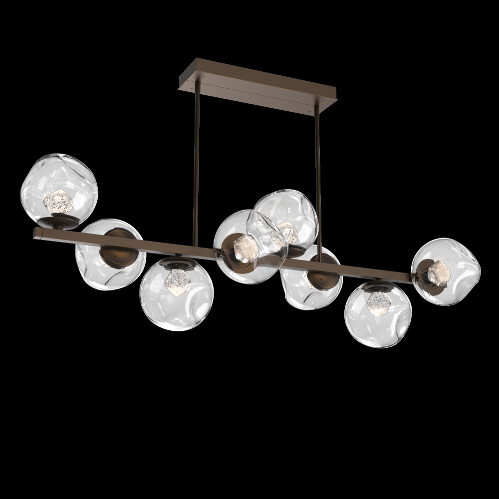 Luna 8pc Twisted Branch-Flat Bronze-Zircon Inner - Clear Outer-Threaded Rod Suspension-LED 3000K