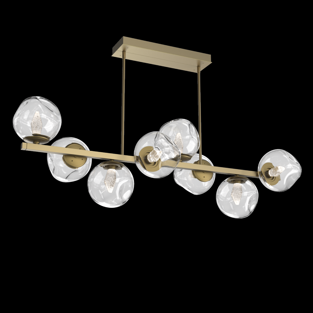 Luna 8pc Twisted Branch-Gilded Brass-Geo Inner - Clear Outer-Threaded Rod Suspension-LED 2700K