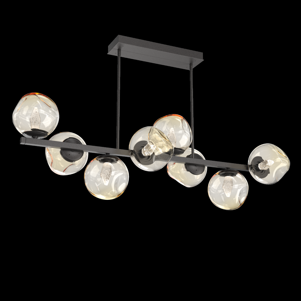 Luna 8pc Twisted Branch-Graphite-Geo Inner - Amber Outer-Threaded Rod Suspension-LED 2700K