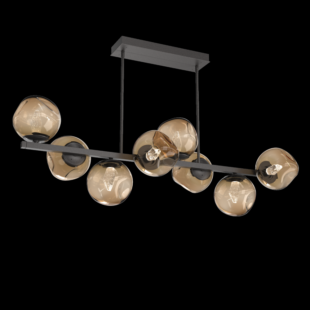 Luna 8pc Twisted Branch-Graphite-Geo Inner - Bronze Outer-Threaded Rod Suspension-LED 3000K