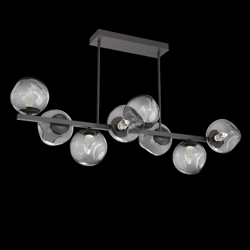 Luna 8pc Twisted Branch-Graphite-Geo Inner - Smoke Outer-Threaded Rod Suspension-LED 3000K