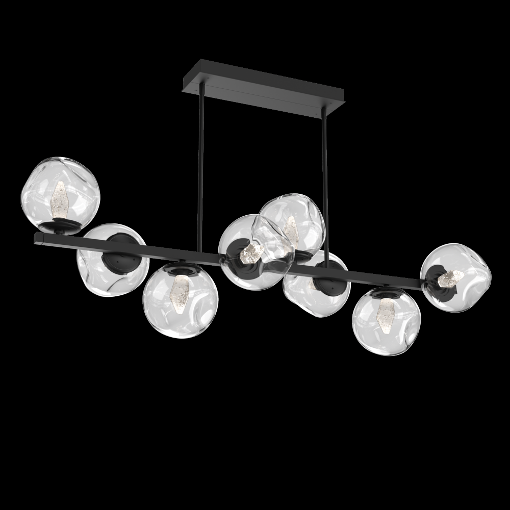 Luna 8pc Twisted Branch-Matte Black-Geo Inner - Clear Outer-Threaded Rod Suspension-LED 2700K