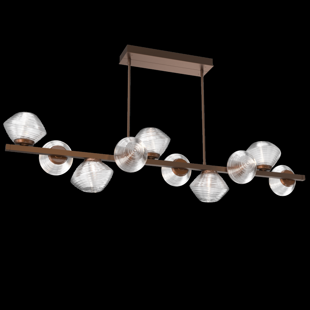 Mesa 10pc Twisted Branch-Burnished Bronze-Clear Blown Glass-Threaded Rod Suspension-LED 3000K