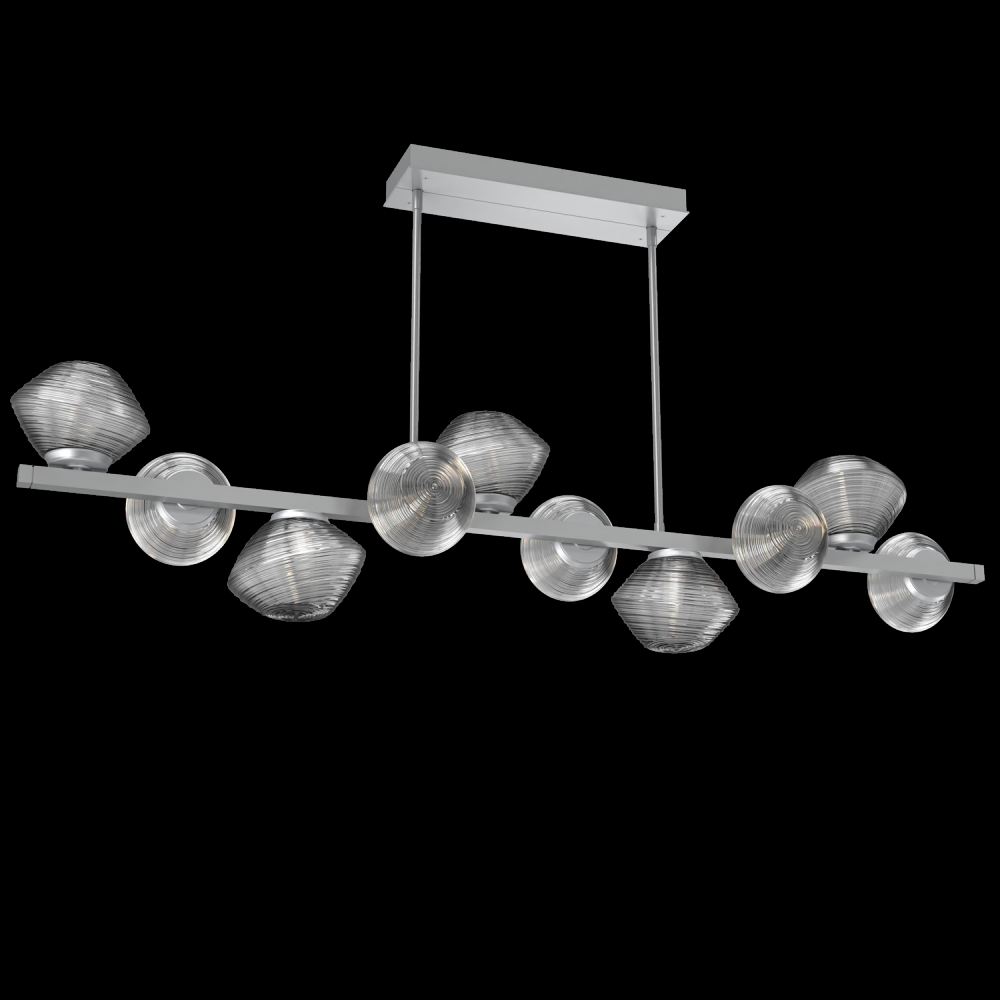 Mesa 10pc Twisted Branch-Classic Silver-Smoke Blown Glass-Threaded Rod Suspension-LED 2700K
