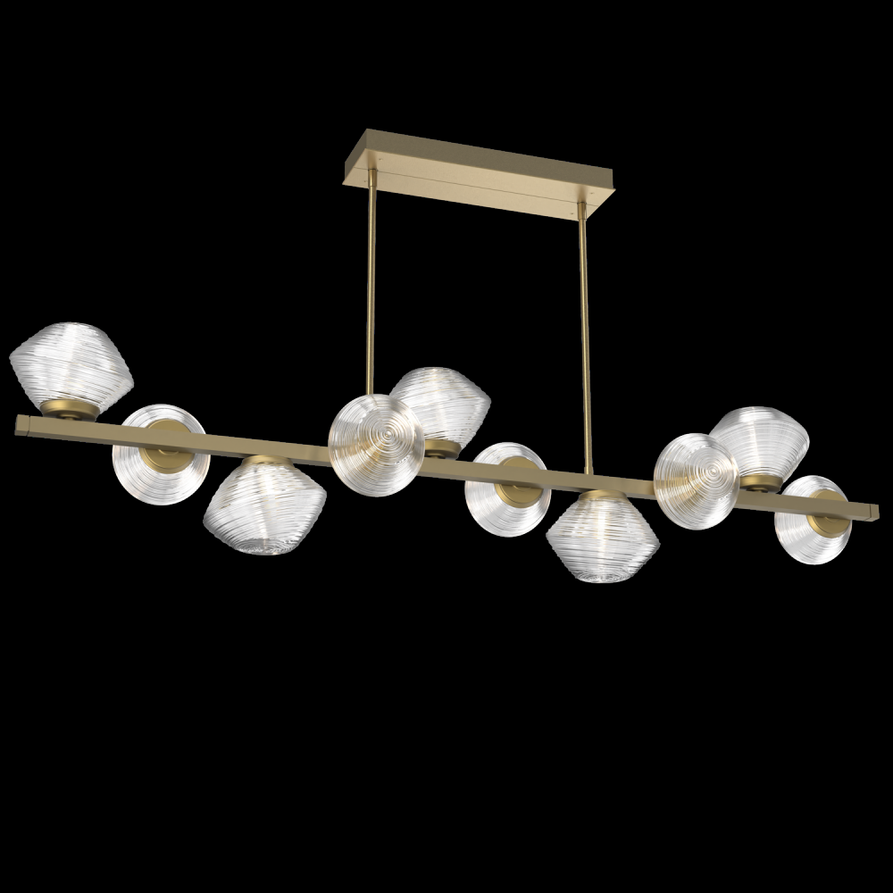 Mesa 10pc Twisted Branch-Gilded Brass-Clear Blown Glass-Threaded Rod Suspension-LED 2700K
