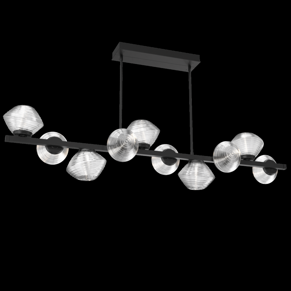 Mesa 10pc Twisted Branch-Matte Black-Clear Blown Glass-Threaded Rod Suspension-LED 2700K