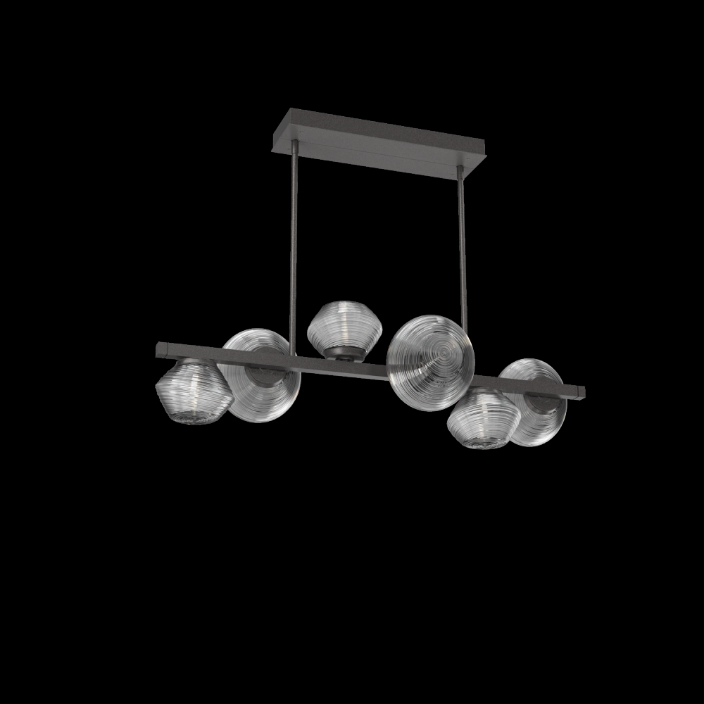 Mesa 6pc Twisted Branch-Graphite-Smoke Blown Glass-Threaded Rod Suspension-LED 2700K