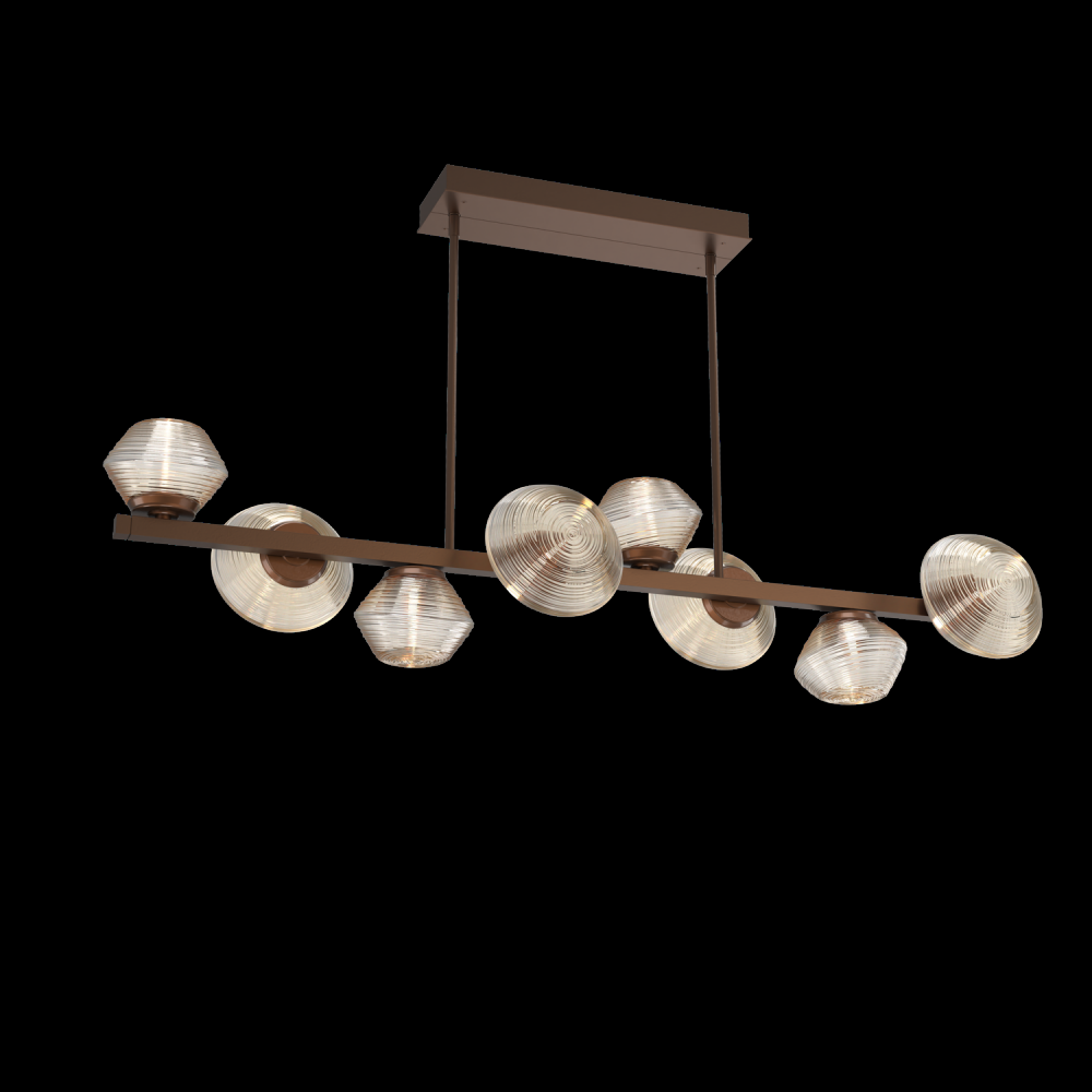 Mesa 8pc Twisted Branch-Burnished Bronze-Amber Blown Glass-Threaded Rod Suspension-LED 2700K