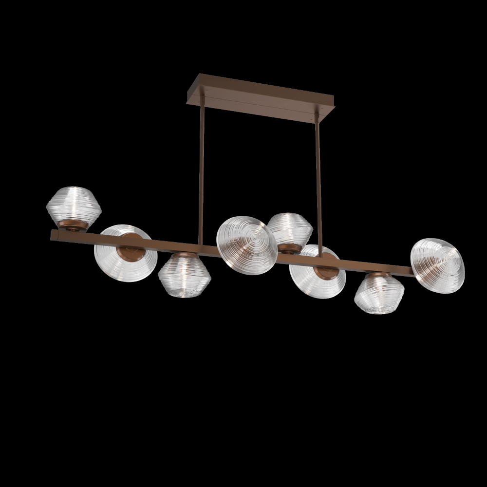 Mesa 8pc Twisted Branch-Burnished Bronze-Clear Blown Glass-Threaded Rod Suspension-LED 3000K