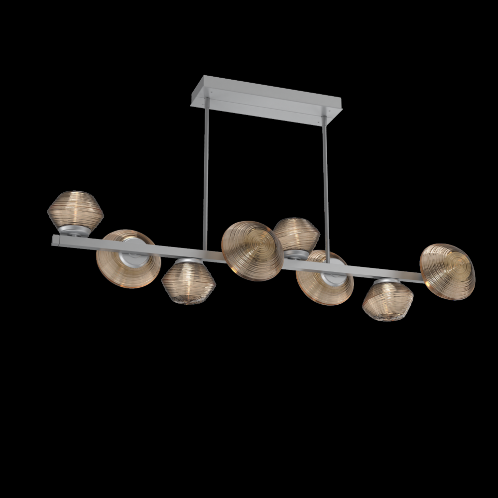 Mesa 8pc Twisted Branch-Classic Silver-Bronze Blown Glass-Threaded Rod Suspension-LED 3000K