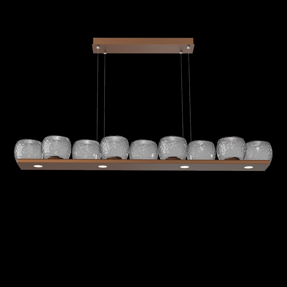 Vessel 59-inch Platform Linear-Burnished Bronze-Smoke Blown Glass-Stainless Cable-LED 3000K