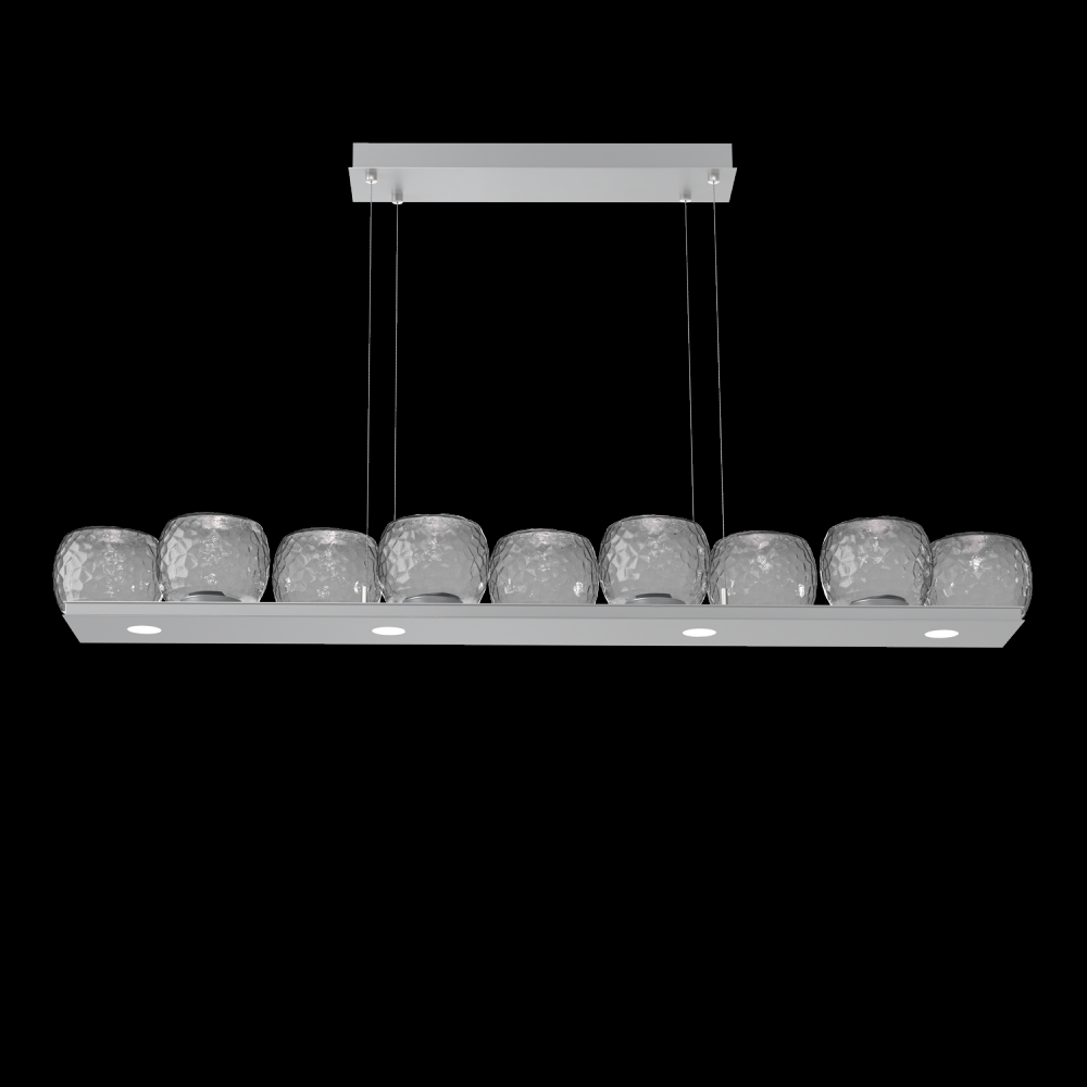 Vessel 59-inch Platform Linear-Classic Silver-Smoke Blown Glass-Stainless Cable-LED 2700K