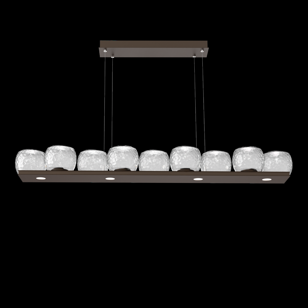 Vessel 59-inch Platform Linear-Flat Bronze-Clear Blown Glass-Stainless Cable-LED 2700K