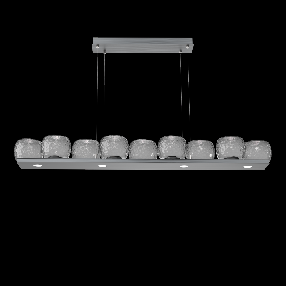 Vessel 59-inch Platform Linear-Gunmetal-Smoke Blown Glass-Stainless Cable-LED 2700K