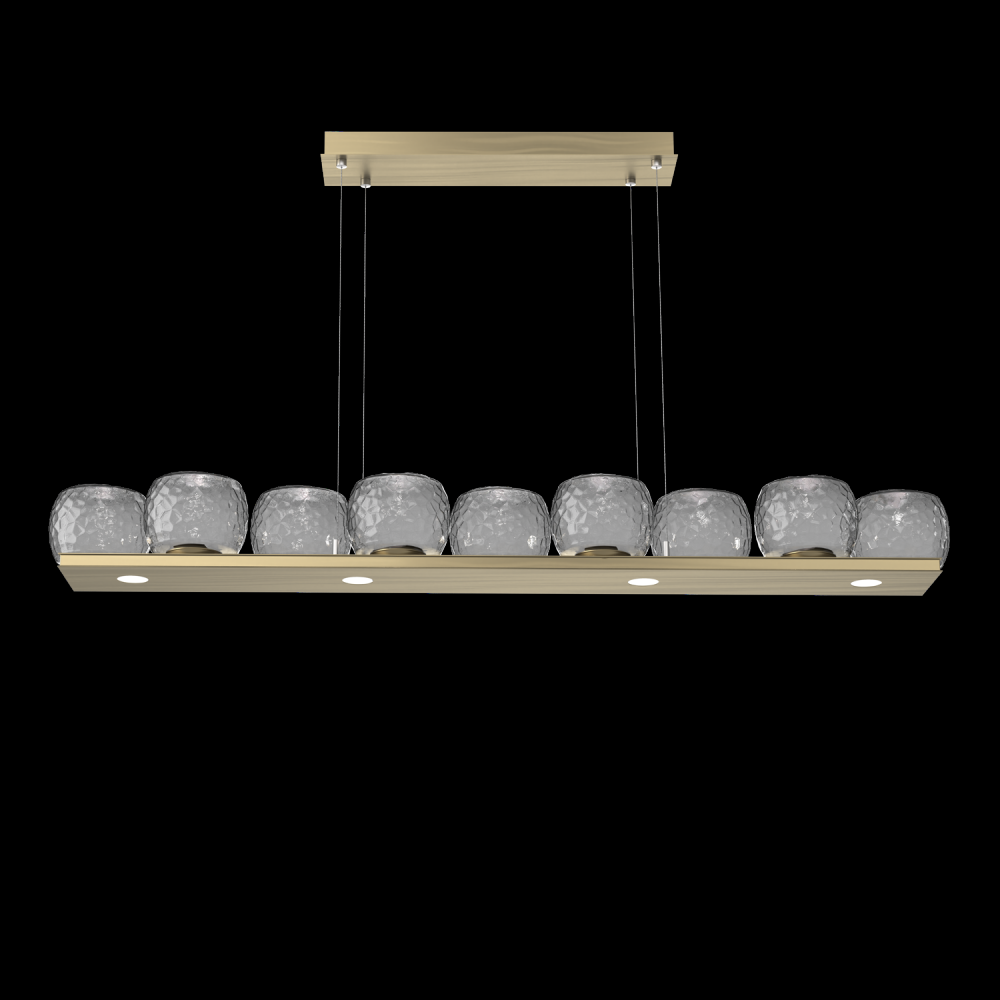 Vessel 59-inch Platform Linear-Heritage Brass-Smoke Blown Glass-Stainless Cable-LED 2700K