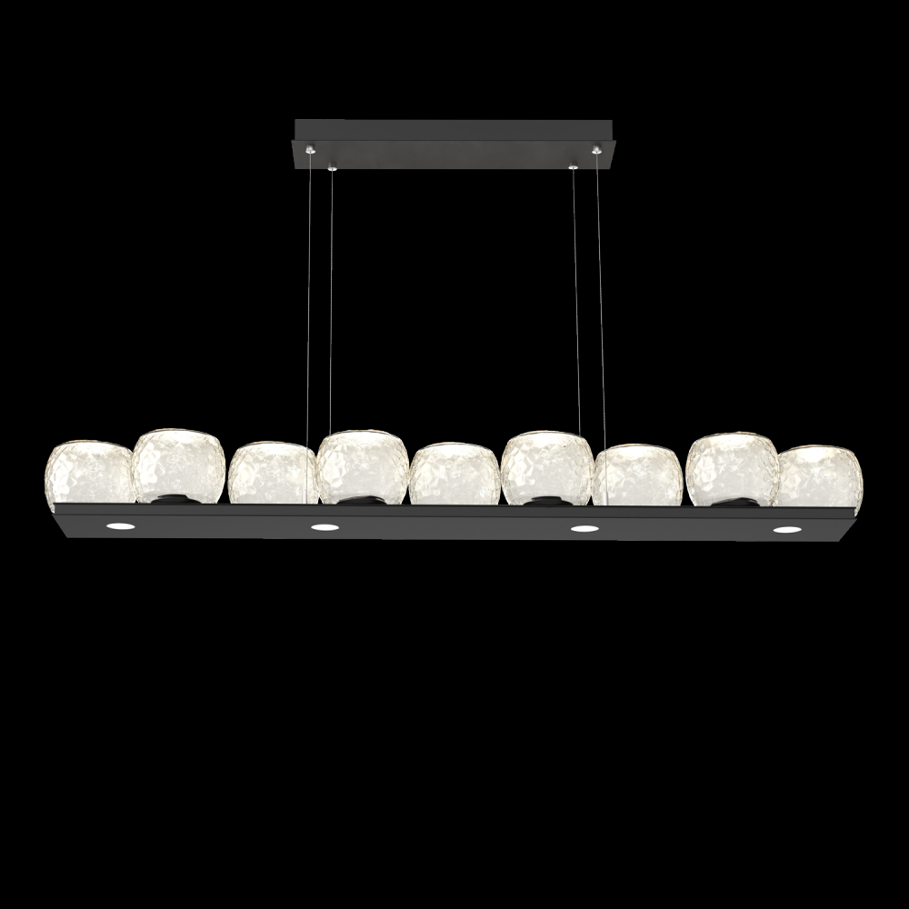 Vessel 59-inch Platform Linear-Matte Black-Amber Blown Glass-Stainless Cable-LED 2700K