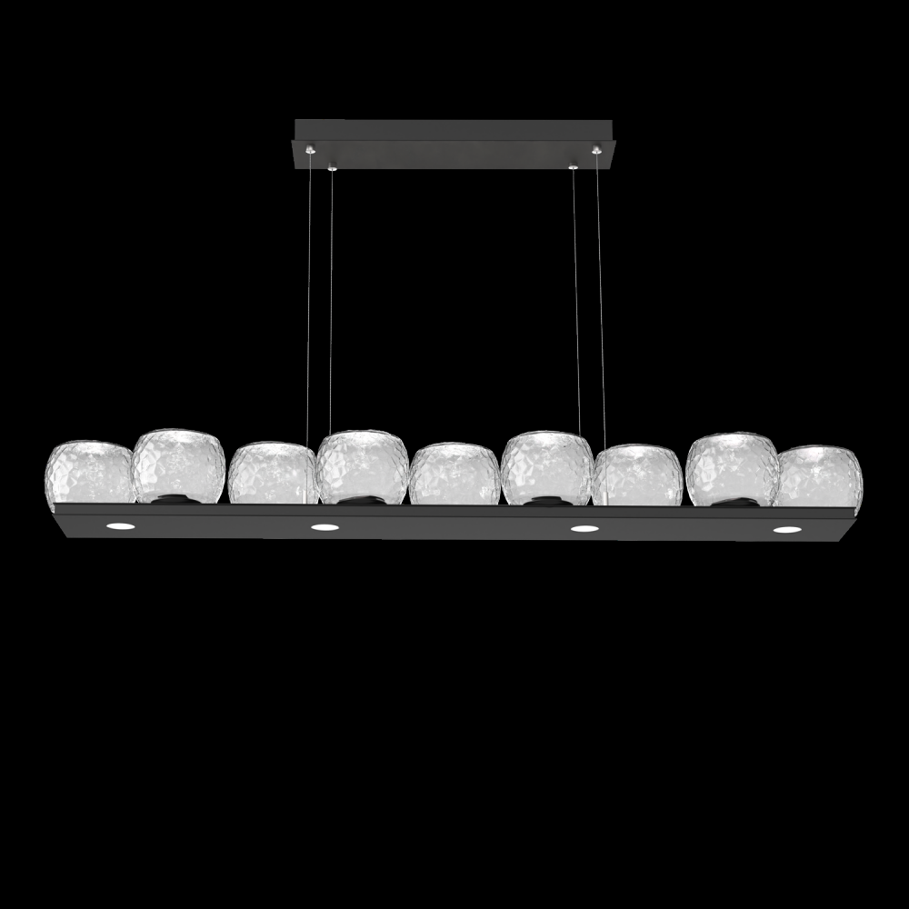 Vessel 59-inch Platform Linear-Matte Black-Clear Blown Glass-Stainless Cable-LED 3000K