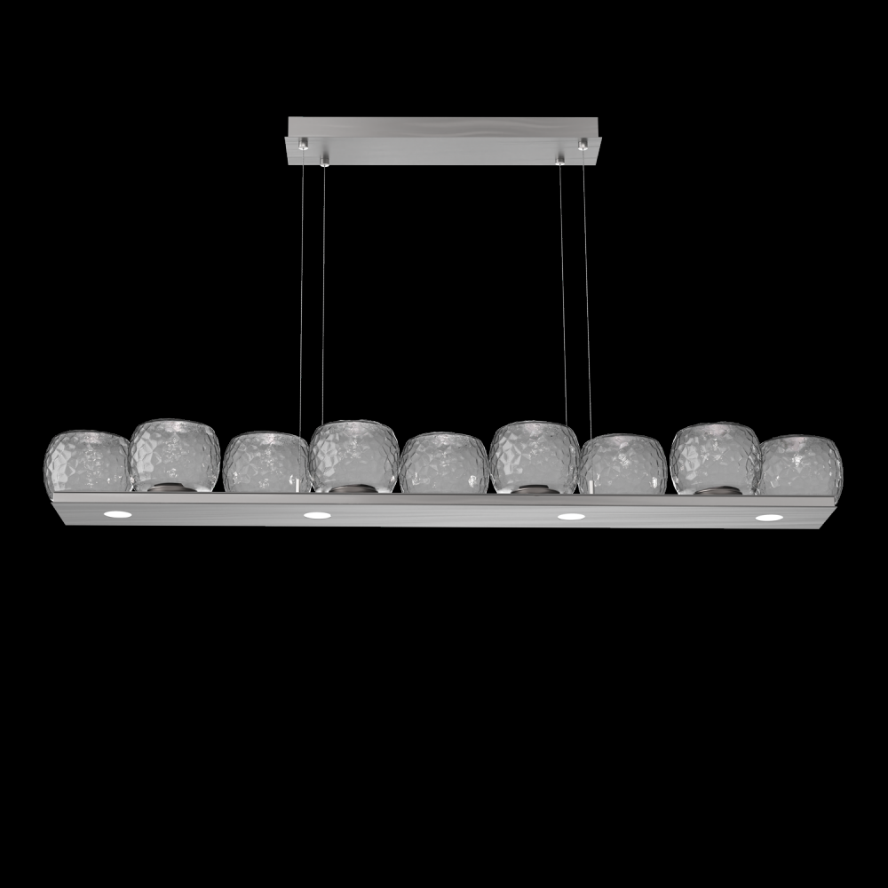 Vessel 59-inch Platform Linear-Satin Nickel-Smoke Blown Glass-Stainless Cable-LED 2700K
