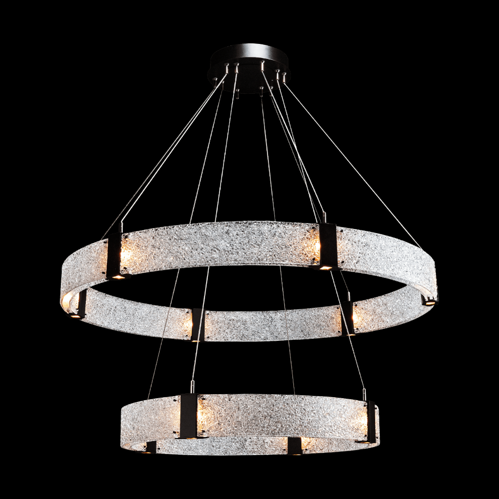 Two Tier Parallel Ring Chandelier-2D-Graphite