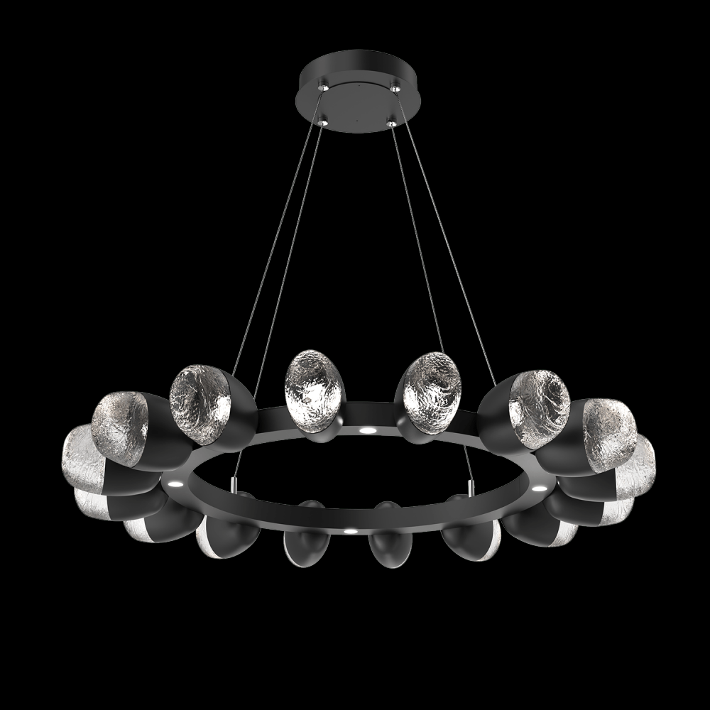 Pebble 36&#34; Ring (16 Small Glass)-Matte Black-Pebble Clear