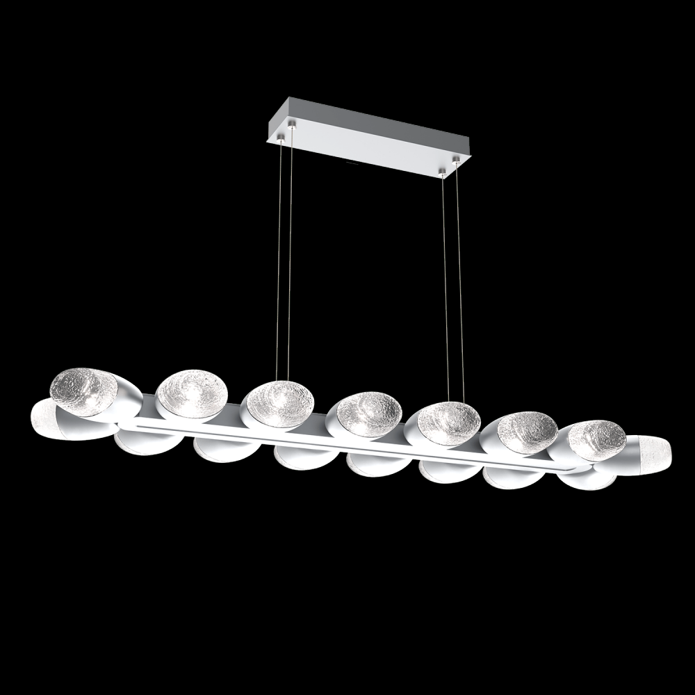 Pebble Linear Suspension 48&#34; Small Glass-Classic Silver-Pebble Clear