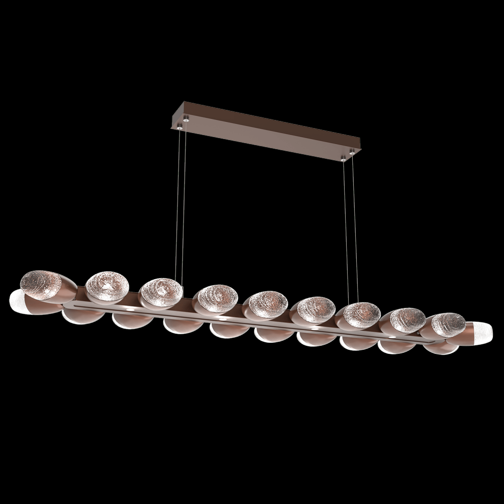 Pebble Linear Suspension 60&#34; Small Glass-Burnished Bronze-Pebble Clear