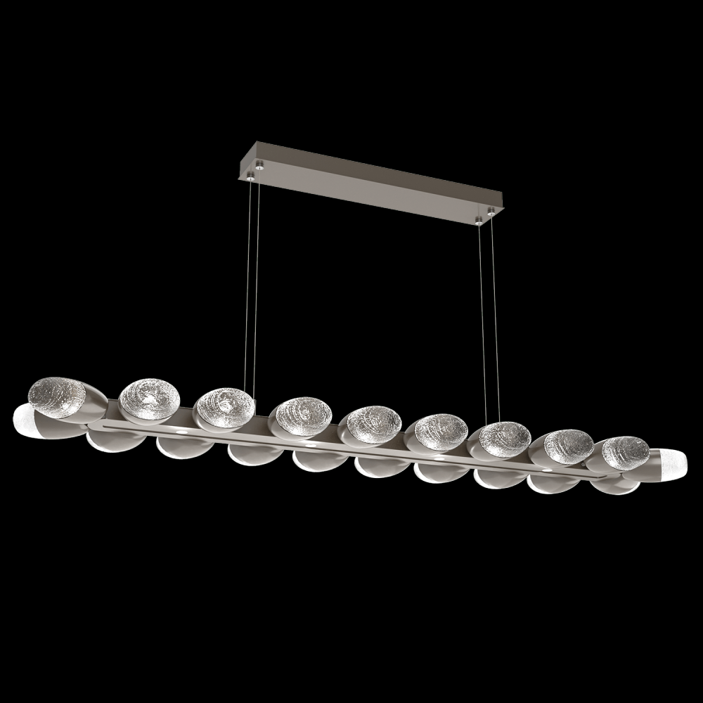 Pebble Linear Suspension 60&#34; Small Glass-Graphite-Pebble Clear