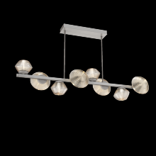 Hammerton PLB0089-T8-BS-A-001-L3 - Mesa 8pc Twisted Branch-Beige Silver-Amber Blown Glass-Threaded Rod Suspension-LED 3000K