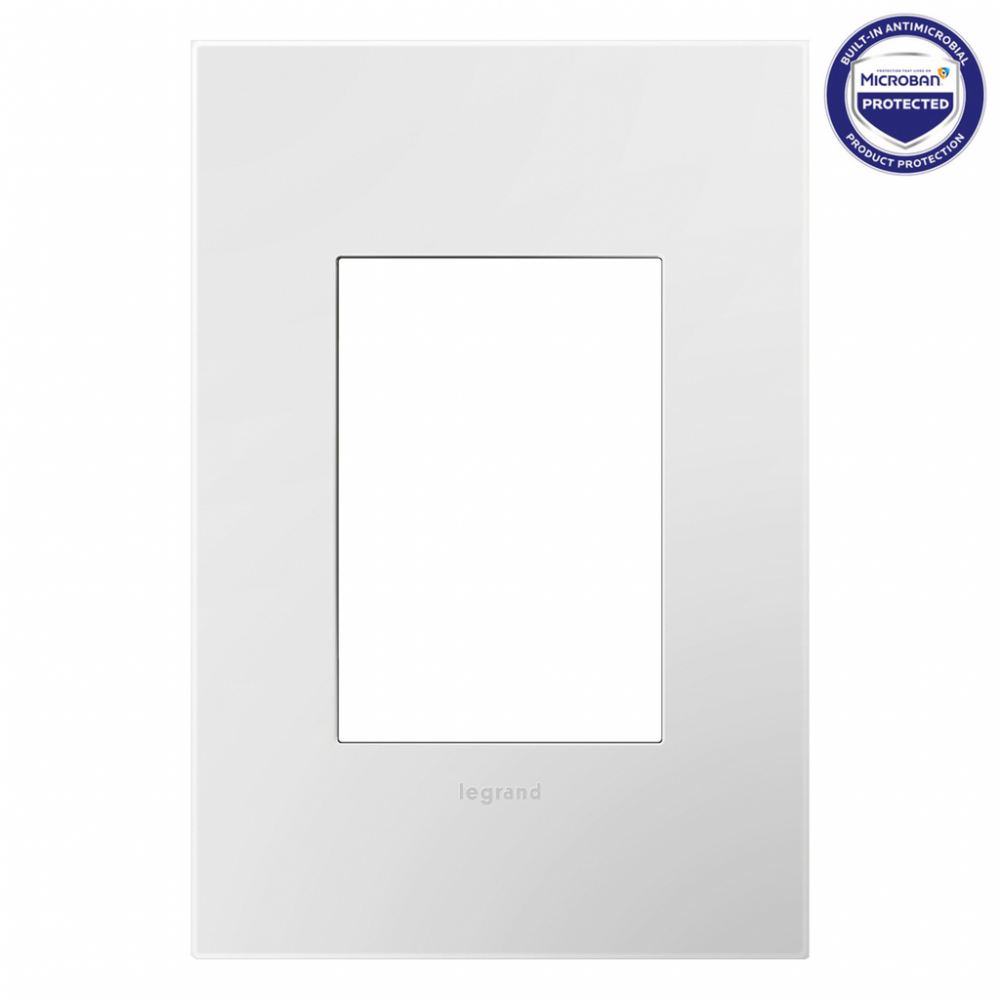 adorne® Matte White One-Gang-Plus Screwless Wall Plate with Microban®