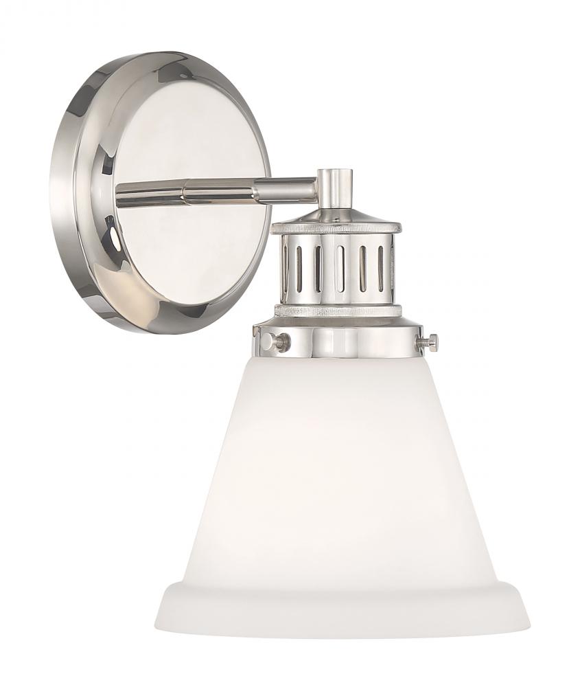 Alden Bath Light - Polished Nickel, Matte Opal