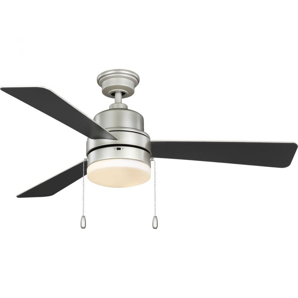 Trevina V 52&#34; 3-Blade Indoor Painted Nickel Modern Ceiling Fan with Light Kit and White Opal Sha