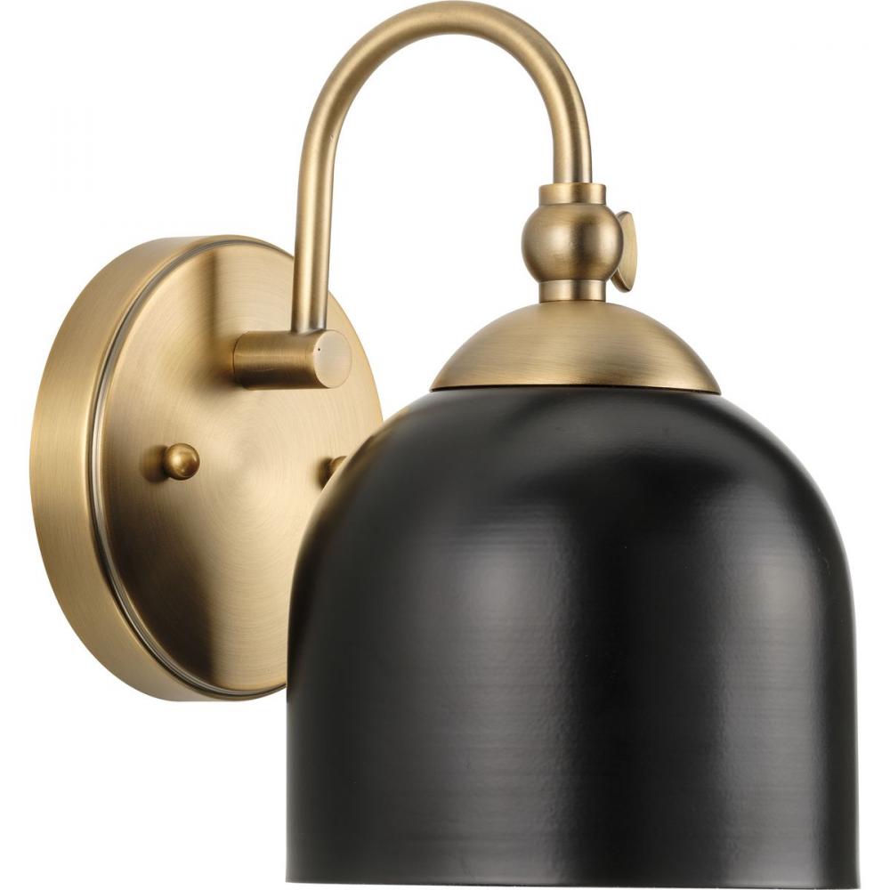 Dalton Collection One-Light Farmhouse Vintage Brass Metal Shade Bath Vanity Light