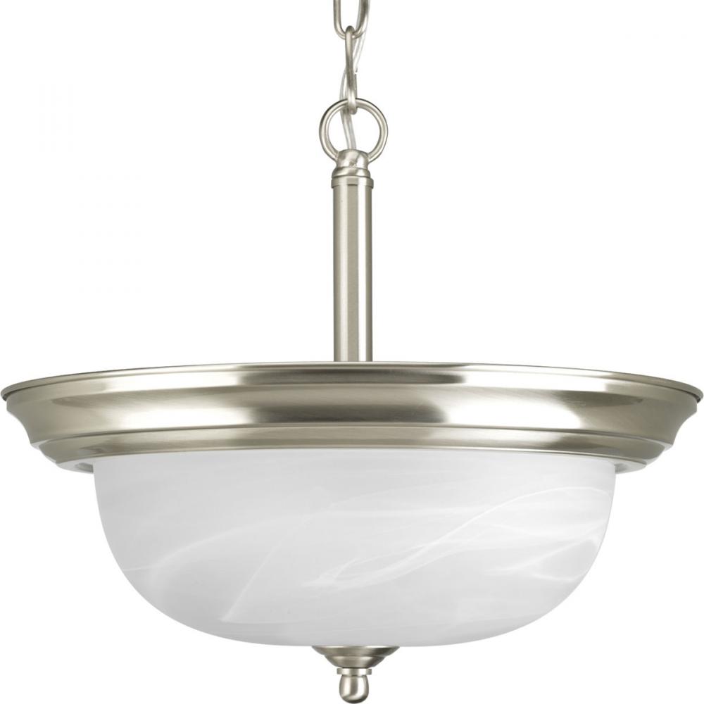 Two-Light Dome Glass 13-1/4&#34; Semi Flush Convertible
